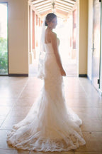 Baoleely White Lace Mermaid Sweetheart Off Shoulder Beach Wedding Dresses, MW222