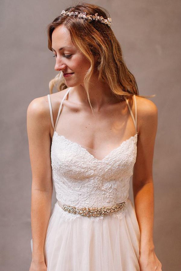 Baoleely Simple Spaghetti Straps A-Line Tulle Open Back Wedding Dresses online, MW253