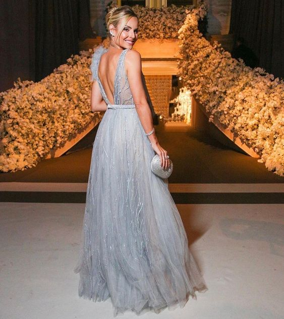 Robe de soirée de mariage en tulle de luxe pour femme, dos nu, référence Y5357