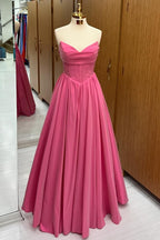 Robe de soirée longue trapèze sans bretelles et lacée