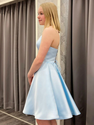 Robe de bal de fin d'année en satin bleu, robe de remise de diplôme des 18 ans Y3074