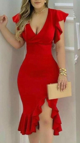 Robe rouge sexy pour femme, robe de bal rouge Y5506