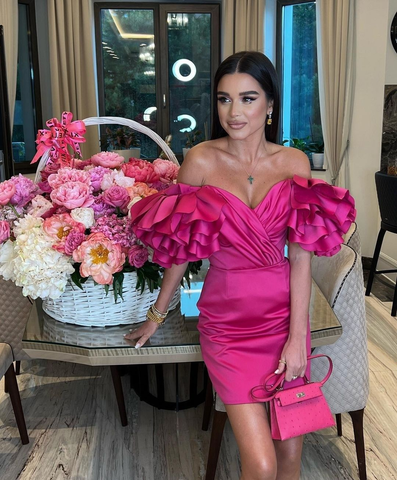 Off The Shoulder Fuchsia Homecoming Dress Fuchsia Party Dress Y2347