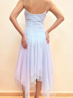 Vestido de fiesta de corte A de tul lila con tirantes y flores Y8143