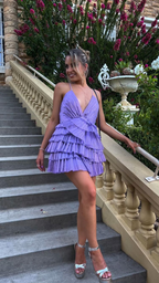 Vestido corto de fiesta con volantes y cuello de espagueti, minivestido sexy Y4010