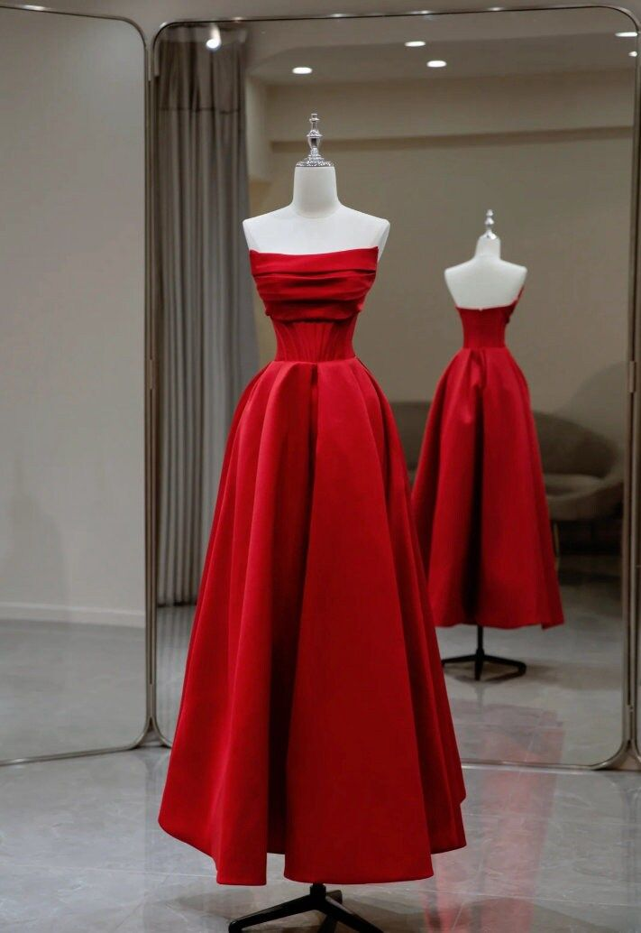 Elegante vestido de noche de satén con cuello plano, espalda descubierta, plisado, largo hasta el suelo, corte en A, modelo Y6331