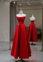 Elegante vestido de noche de satén con cuello plano, espalda descubierta, plisado, largo hasta el suelo, corte en A, modelo Y6331