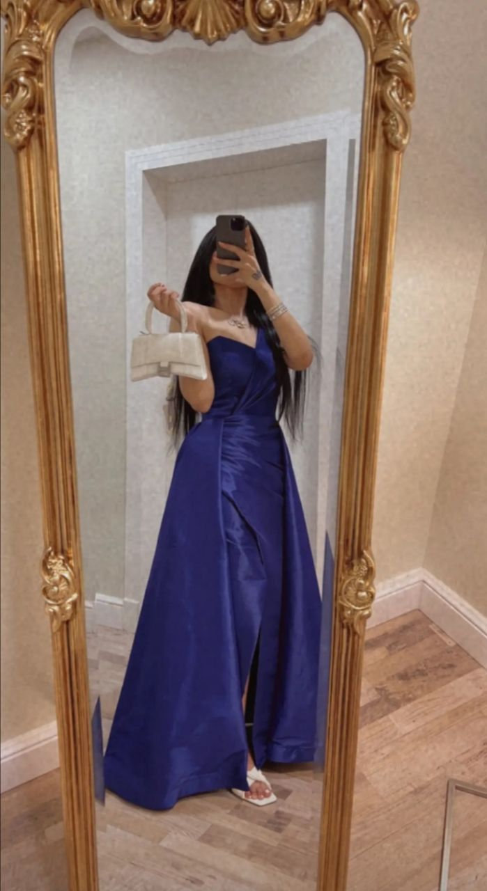 Elegante vestido de noche azul, vestido de gala azul Y5667