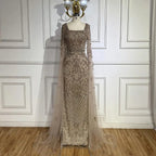 Luxury Arabic Turquoise Evening Dress with Cape Sleeves LA72400
