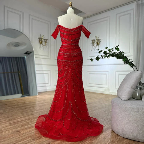 Vestido de noche de sirena rosa árabe con cuentas y sobrefalda de satén desmontable para ocasiones formales LA72781 