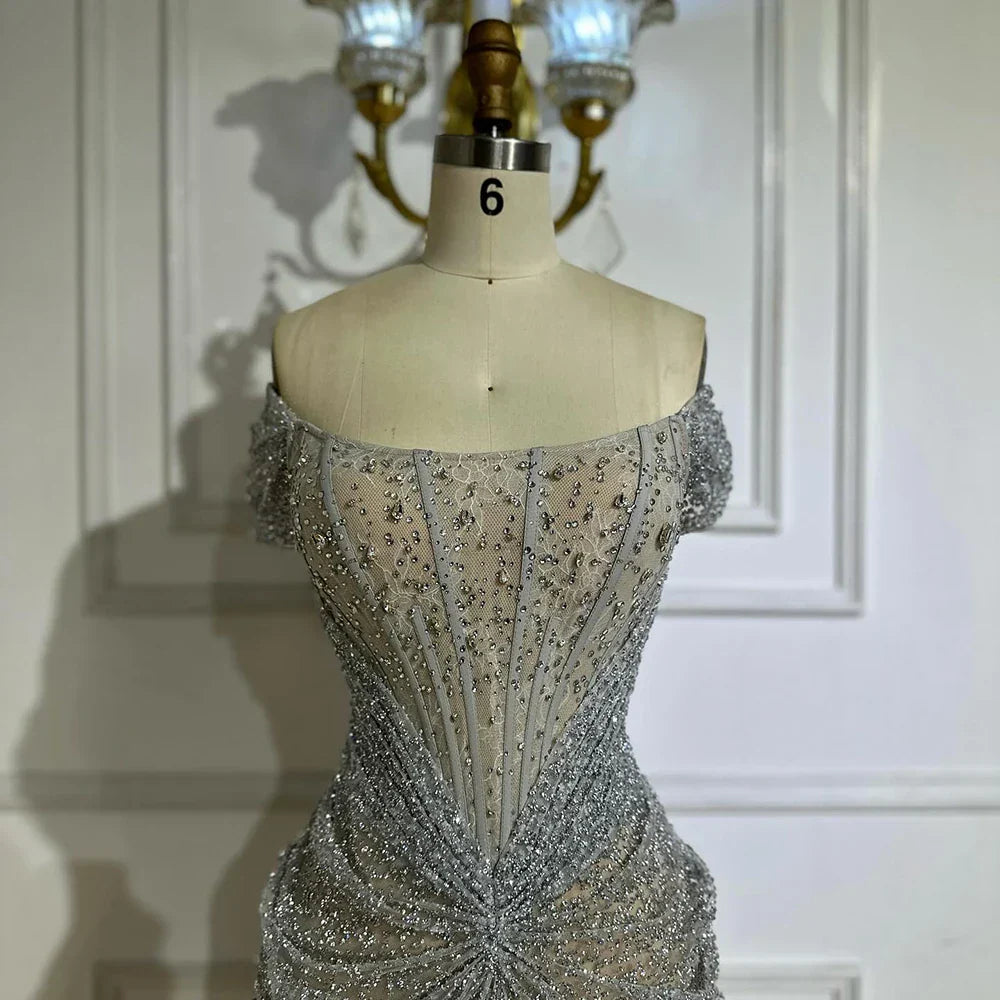 Luxury Designer Beaded Mermaid Evening Dresses Elegant Formal Gown LA72905