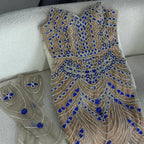 Luxury Blue Beaded Evening  Dress Gowns Beaded For Formal Occasion LA72858