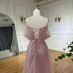Customize 2025 Pink Elegant Saudi Mermaid Beaded Arabic Evening Dresses Gown For Formal Occasion LA72204A