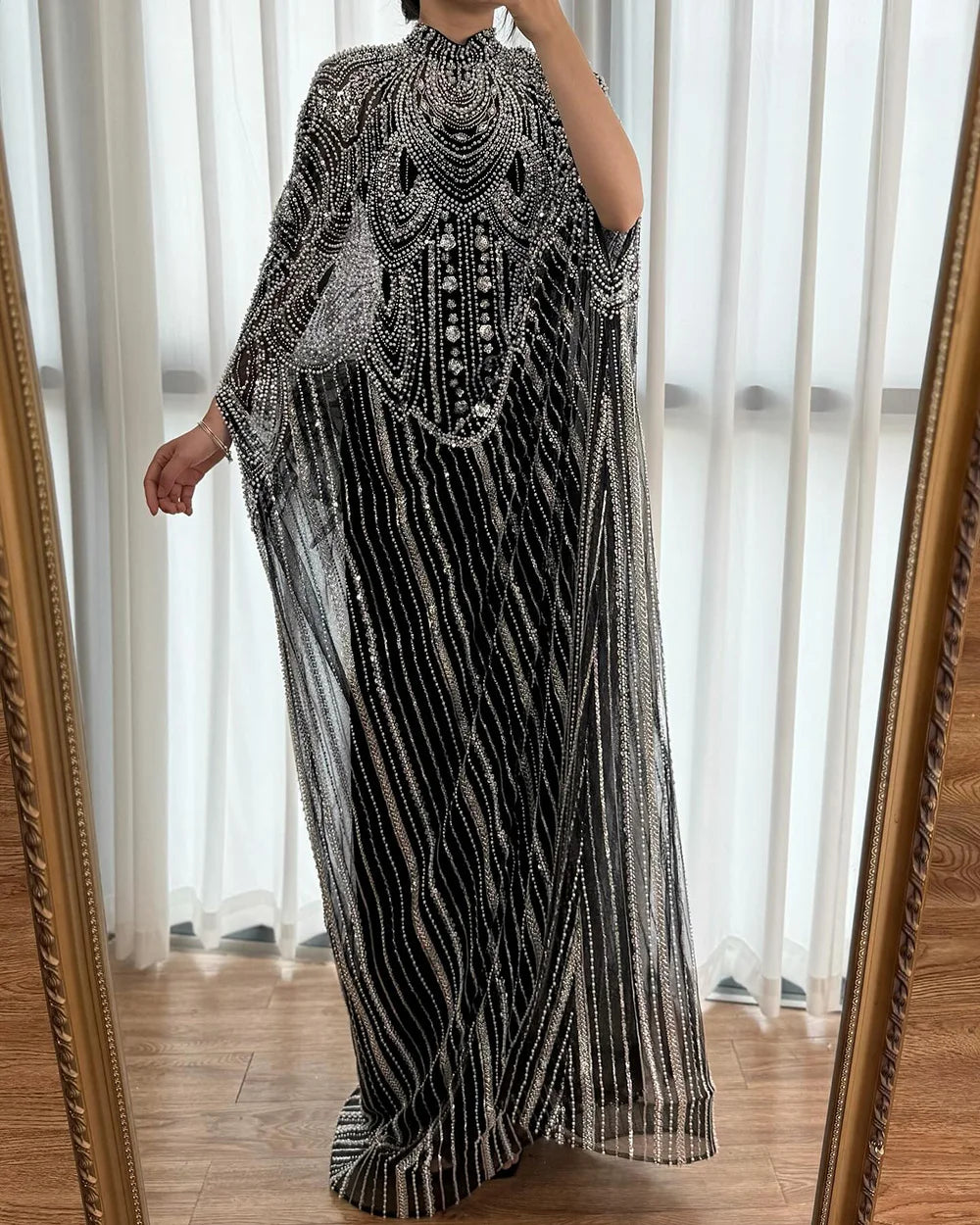 Luxury Champagne Kaftan Evening Gown Wedding Formal Dress LA72945