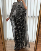 Luxury Champagne Kaftan Evening Gown Wedding Formal Dress LA72945