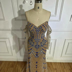 Luxury Blue Beaded Evening  Dress Gowns Beaded For Formal Occasion LA72858