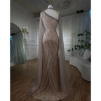 Black Mermaid Elegant Cape Sleeves Beaded Luxury Evening Dresses Gowns For Women Arabic Party 2025 LA72112