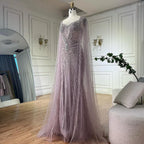 Vestidos de noche árabes saudíes con mangas tipo capa color nude y cuentas, ideales para ocasiones formales (LA72575A) 