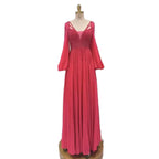 Arabic fuchsia A-Line Sparkle Beaded Luxury Long Evening Dresses Gowns A Line Beaded for Women Party 2025 LA72380