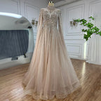 Robe de soirée arabe turquoise, coupe trapèze, perles, Dubaï, manches cape, pour femme, tenue de mariage, 2025, LA72199 