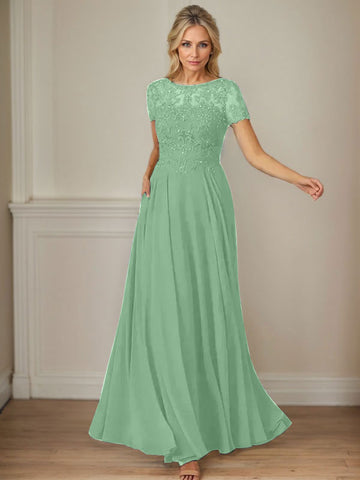 Dark Navy A-Line Boatneck Sequins Chiffon Dress