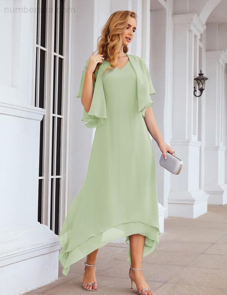 Vestidos de chifón de talla grande para la madre de la novia con chaqueta, vestidos formales para boda SY28073 