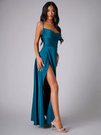 Vestido de noche satinado sin espalda SYP6