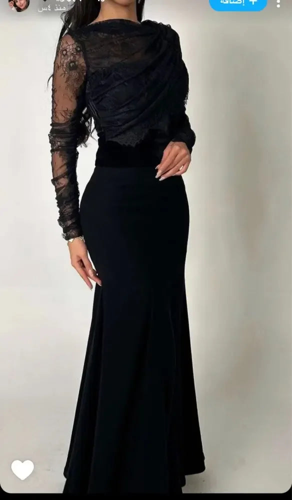 Vestidos de noche negros para mujer de Arabia Saudita, con cuentas, largos hasta el suelo, ideales para fiestas de graduación, bodas y cócteles formales. 