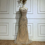 Elegant Nude One Shoulder Beaded Evening Dresses Gowns for Formal Occasion 2025 LA72791