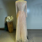 Moslim Perzik Overrok Avond Jurken 2025 Luxe Kralen Elegant Mermaid Voor Vrouwen Party LA71494