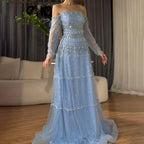 Dubai Arabic Sage Green Mermaid Luxury Evening Gown Strapless Beaded Party Dress for Women's Wedding 2025 LA72350