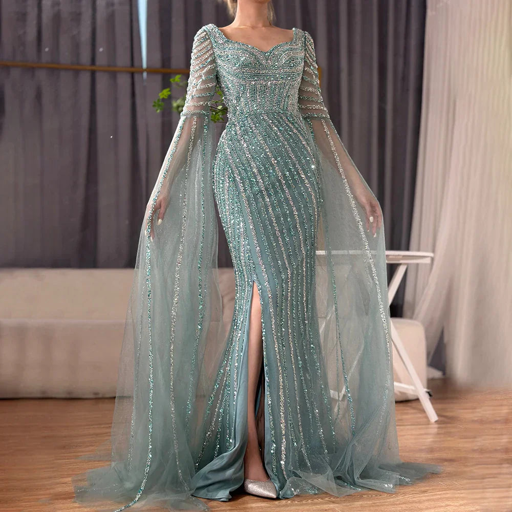 Blue Sweetheart Mermaid Evening Gown with Beaded Overskirt - Luxury Dresses for Woman's Wedding Party 2025 LA72314