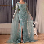 Blue Sweetheart Mermaid Evening Gown with Beaded Overskirt - Luxury Dresses for Woman's Wedding Party 2025 LA72314