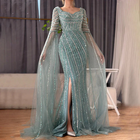 Blue Sweetheart Mermaid Evening Gown with Beaded Overskirt - Luxury Dresses for Woman's Wedding Party 2025 LA72314