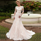 Robe De mariée sirène élégante, manches longues, avec des Appliques, dos à lacets, Sexy, dos nu