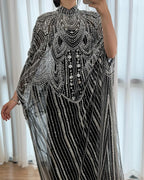 Luxury Champagne Kaftan Evening Gown Wedding Formal Dress LA72945