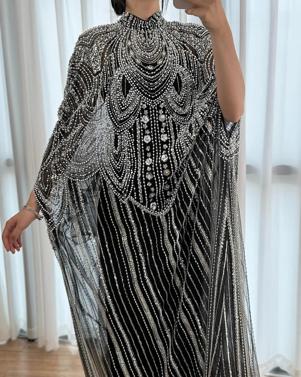 Luxury Champagne Kaftan Evening Gown Wedding Formal Dress LA72945