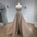Vestidos de noche de sirena color nude con cuentas y sobrefalda para ocasiones formales LA72811 (2025) 