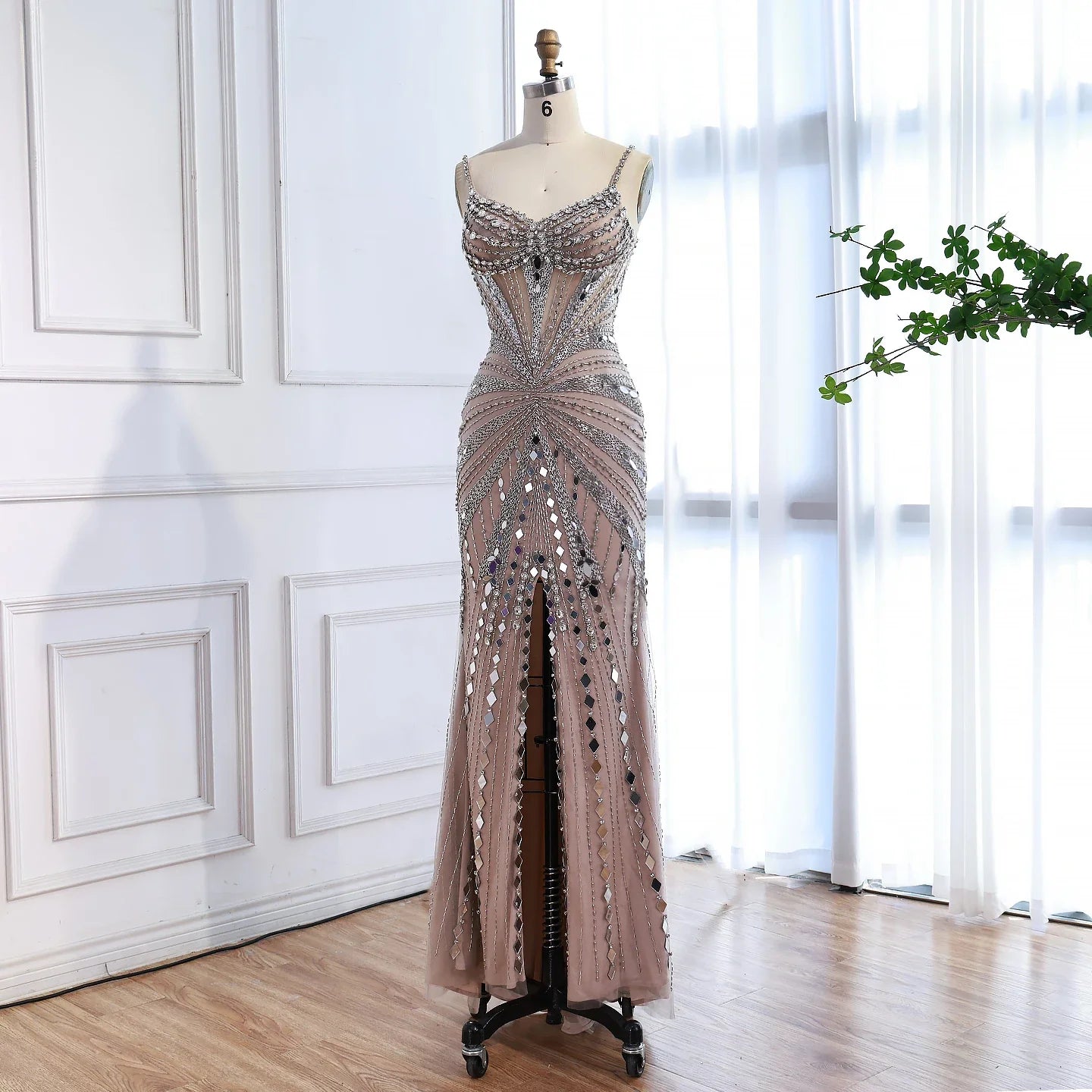 Luxury Nude Corset Beaded Mermaid Evening Dress LA72803A