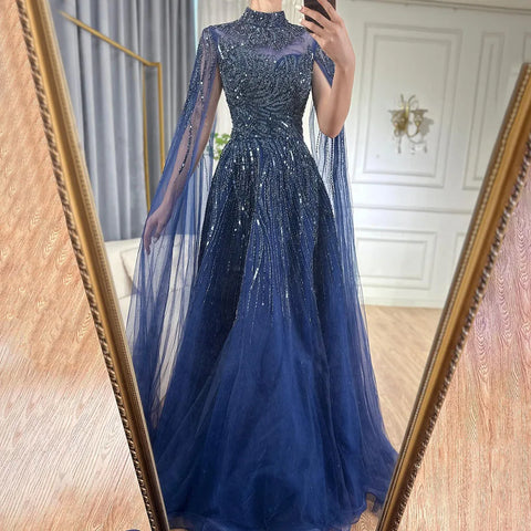 Caramel Luxury Evening Dresses with Cape Sleeves A-Line Beaded Lace Gown For Women's Wedding Party 2025 LA72386