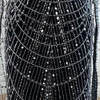 Vestido de noche de sirena color turquesa de Arabia Saudita, con mangas tipo capa con perlas y cuentas, ideal para ocasiones formales (LA72590A) 