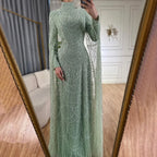 Vestido de noche de lujo estilo sirena color nude, con capas, estilo Dubái, adornado con perlas y cuentas, ideal para fiestas femeninas (LA72591). Talla única. 