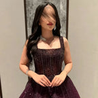 Purple Luxury Square Evening Dress Gown Party LA72857