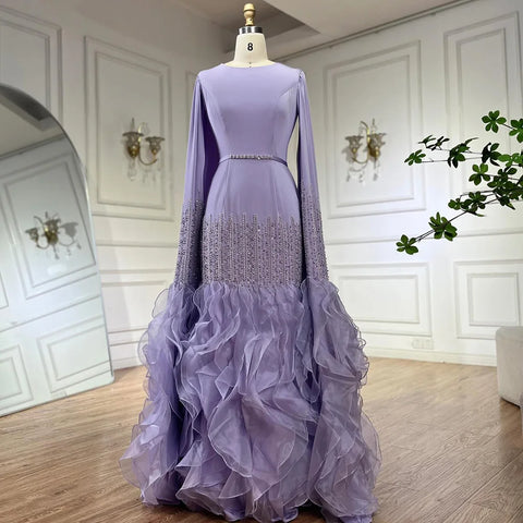 Luxury Mermaid Nude Evening Dresses with Cape Sleeves LA72317A