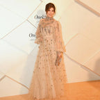 Muslim Nude A-Line Beaded Luxury Elegant Dubai Evening Gown Wedding Party LA72594