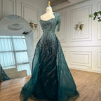 Luxury Green Evening Dress with Overskirt LA72979