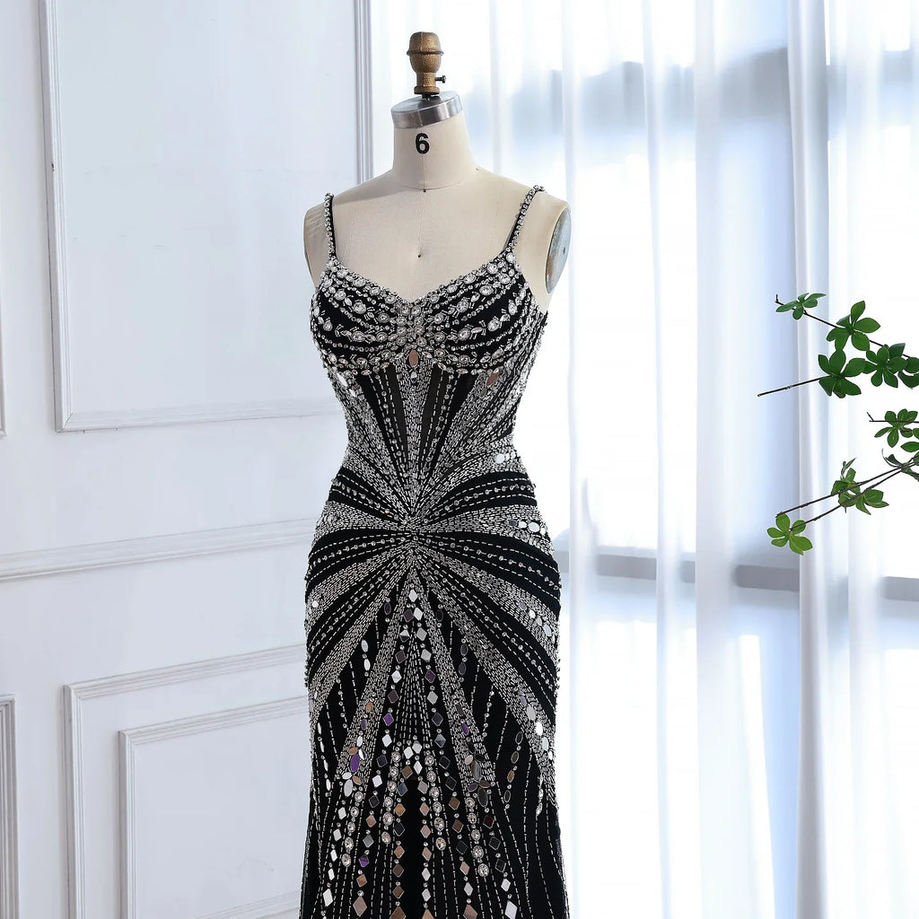 Luxury Nude Corset Beaded Mermaid Evening Dress LA72803A