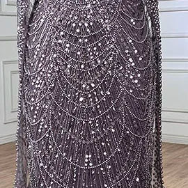 Vestido de noche de sirena color turquesa de Arabia Saudita, con mangas tipo capa con perlas y cuentas, ideal para ocasiones formales (LA72590A) 