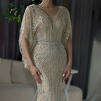 Robe de soirée sirène noire de luxe, style arabe, avec perles et diamants, pour femme, tenue de mariage, 2025, LA72288A 