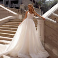Robes De mariée simples avec Tulle brillant, bretelles Spaghetti Sexy, sur mesure